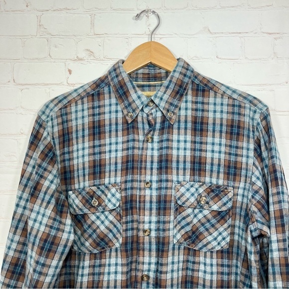 Outdoor Life Flannel Mens Size Medium Gray Plaid Long Sleeve Button Up - Picture 4 of 10